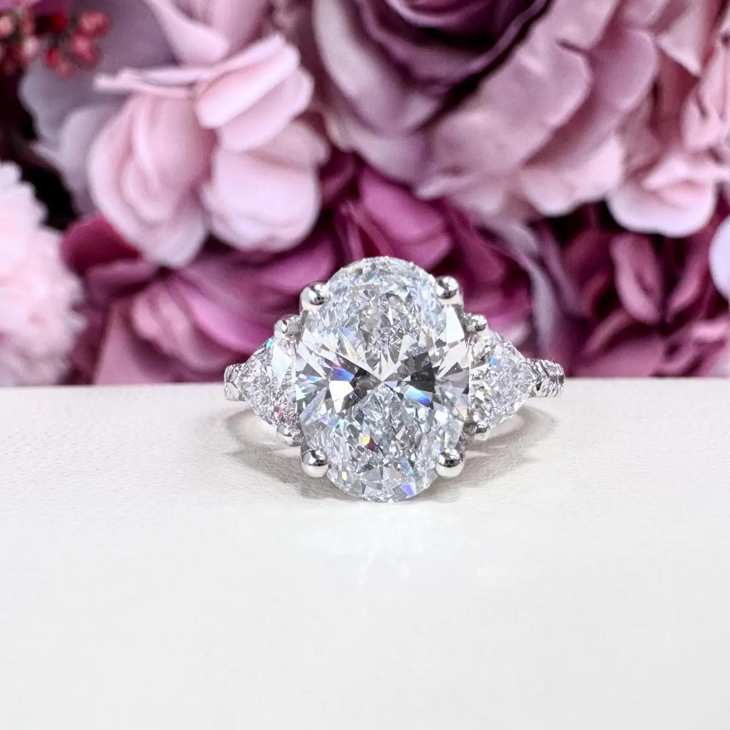 3 Carat Oval Lab Grown Diamond Ladies Engagment Ring 14K Solid Gold