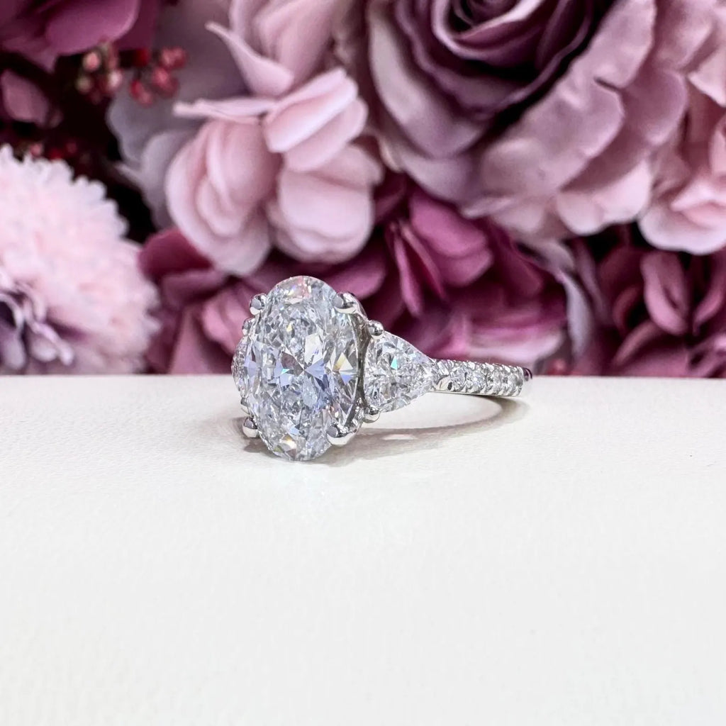 3 Carat Oval Lab Grown Diamond Ladies Engagment Ring 14K Solid Gold