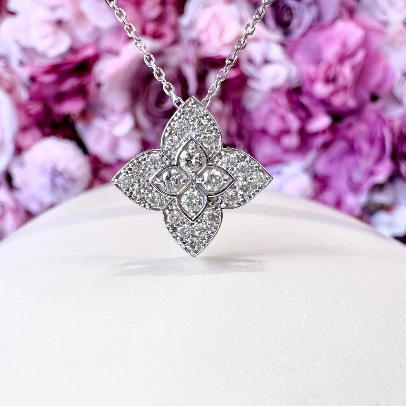 14K Gold Clover Pendant Round Lab Grown Diamond 0.65 CTW