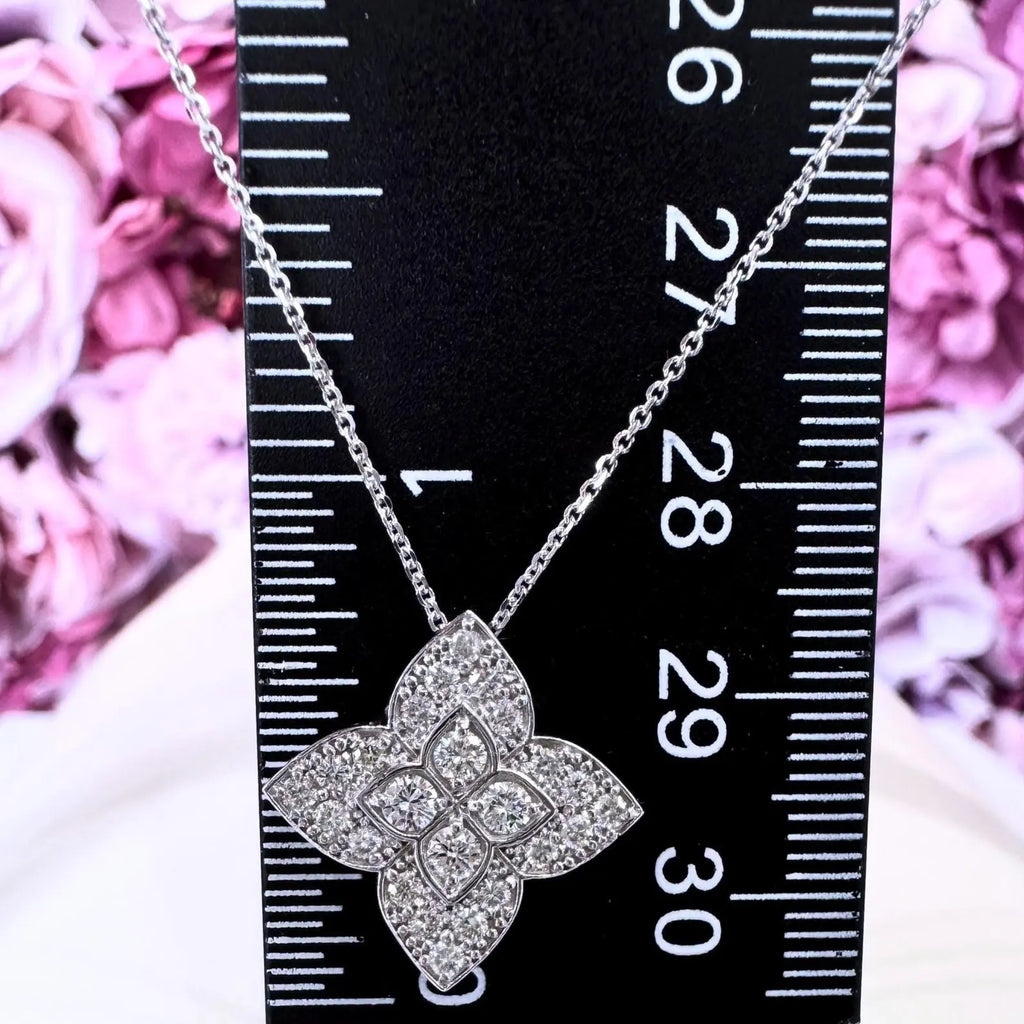 14K Gold Clover Pendant Round Lab Grown Diamond 0.65 CTW