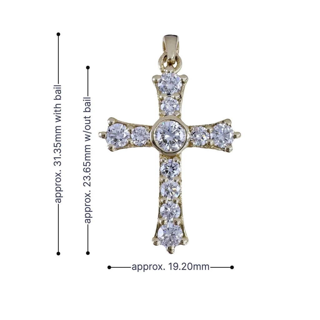 Unisex 14K Solid Gold Lab Grown Diamond Cross Pendant