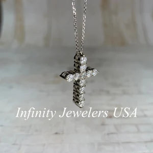 14K Solid Gold Lab Grown Diamond Cross Pendant 0.66 CTW