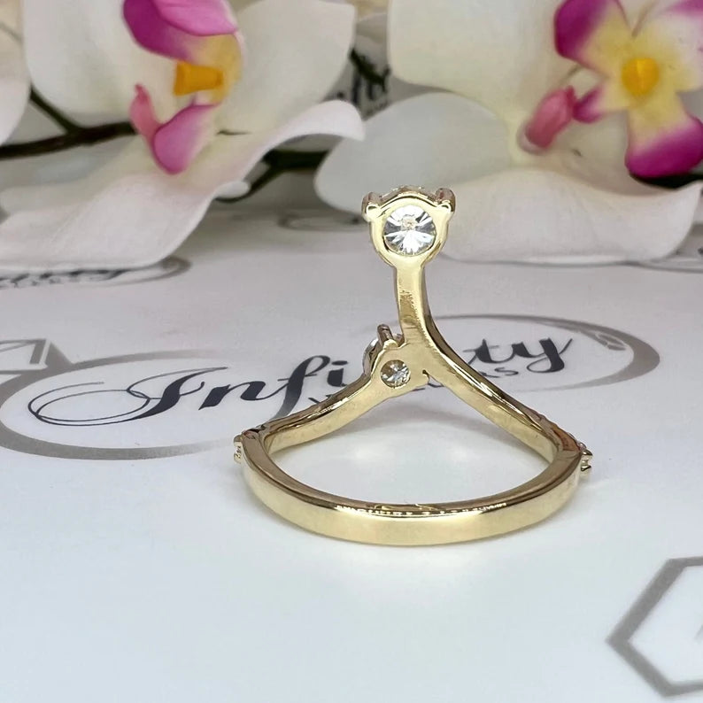 14K Solid Gold Lab Grown Diamond Fashion Ring 1.11 CTW