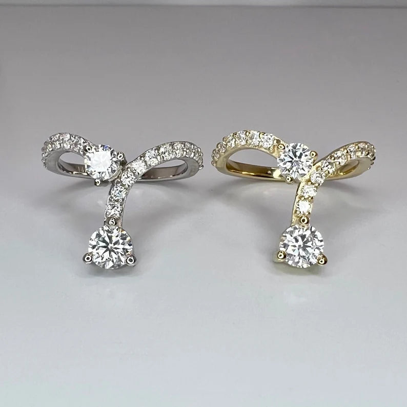 14K Solid Gold Lab Grown Diamond Fashion Ring 1.11 CTW