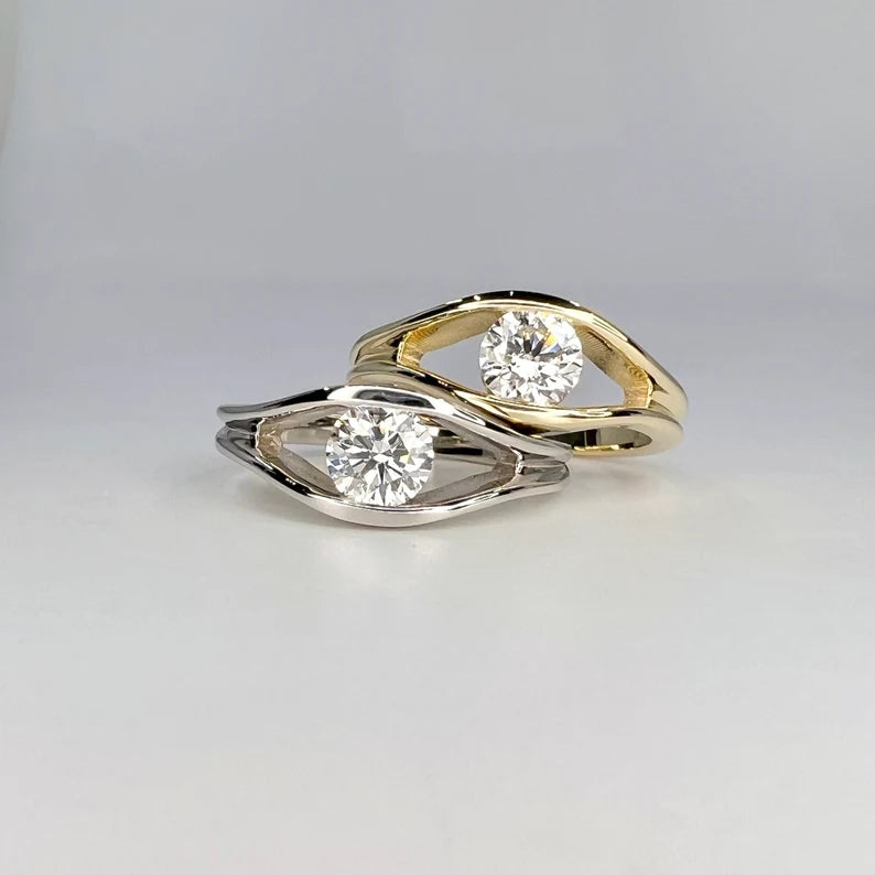 Ladies Engagement Ring 0.50 CTW Lab Grown Diamond 14K Solid Gold