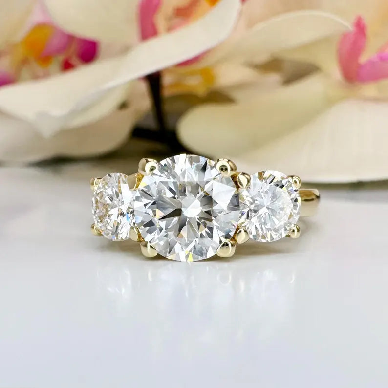 2.50 CTW Lab Grown Diamond 3 Stone IGI Certified 14K Solid Gold