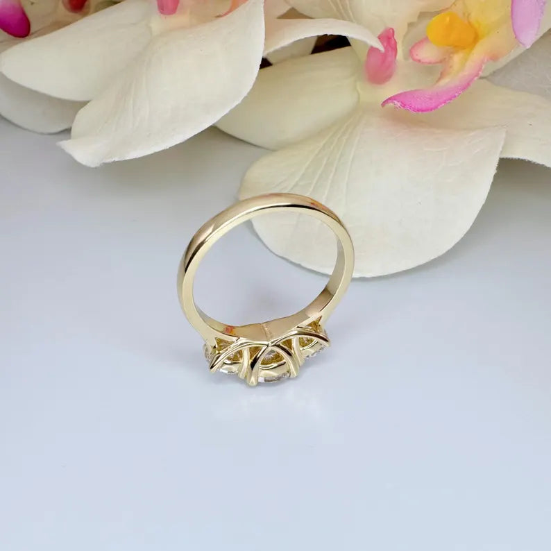 2.50 CTW Lab Grown Diamond 3 Stone IGI Certified 14K Solid Gold