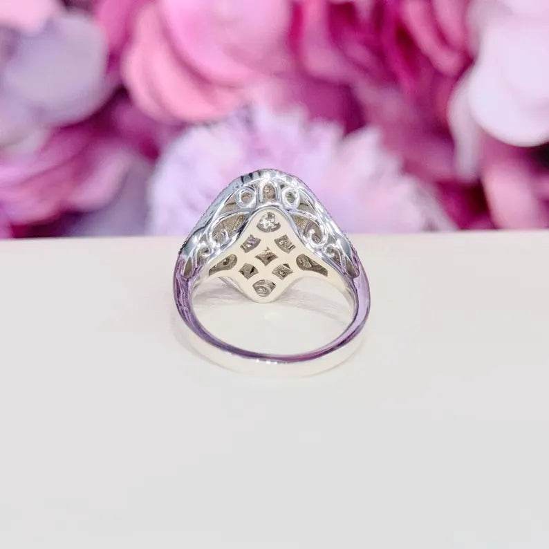 Vintage Lab Grown Diamond Ladies Fashion Ring 1.27 CTW 14K Solid Gold