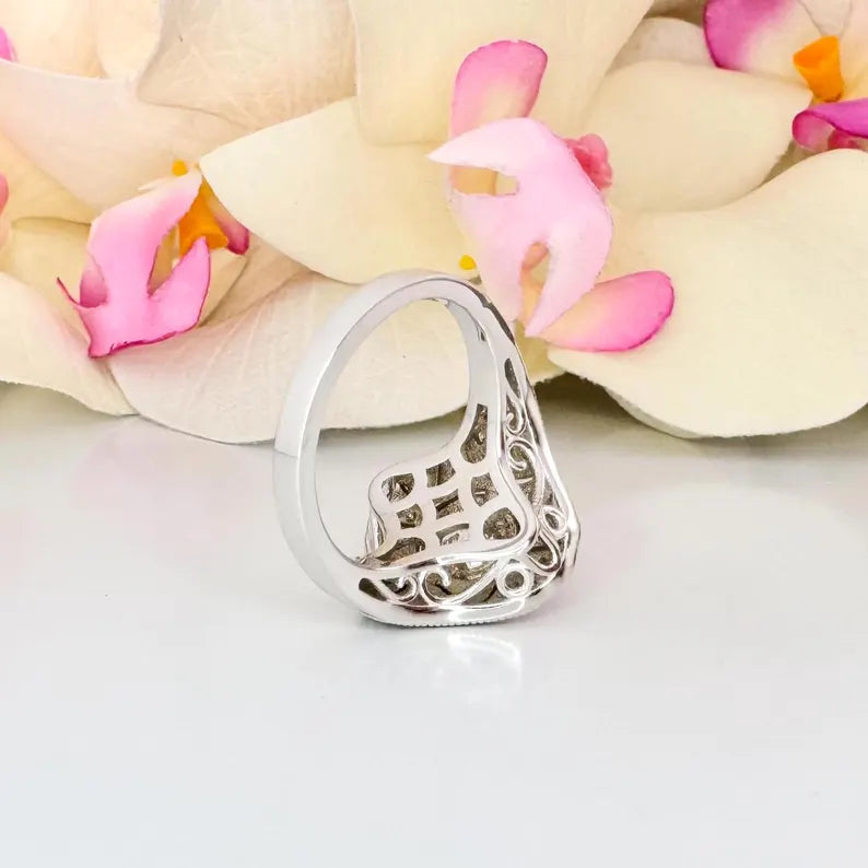 Vintage Lab Grown Diamond Ladies Fashion Ring 1.27 CTW 14K Solid Gold