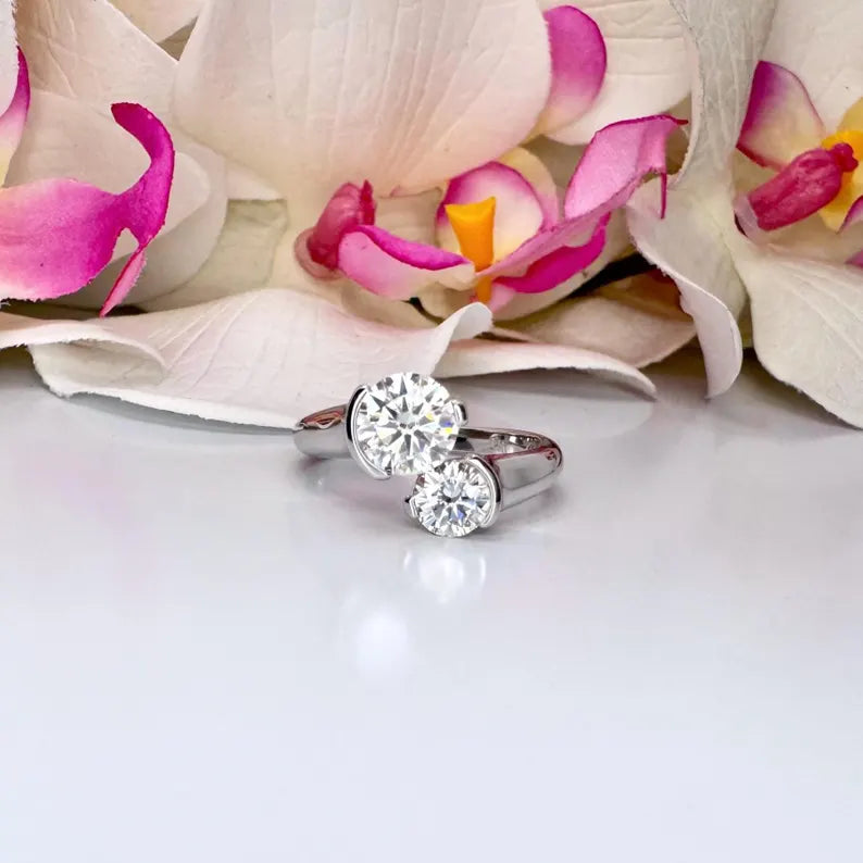 Toi Et Moi 1.50 CTW Round 2 Stone Lab Grown Diamond 14K Solid Gold