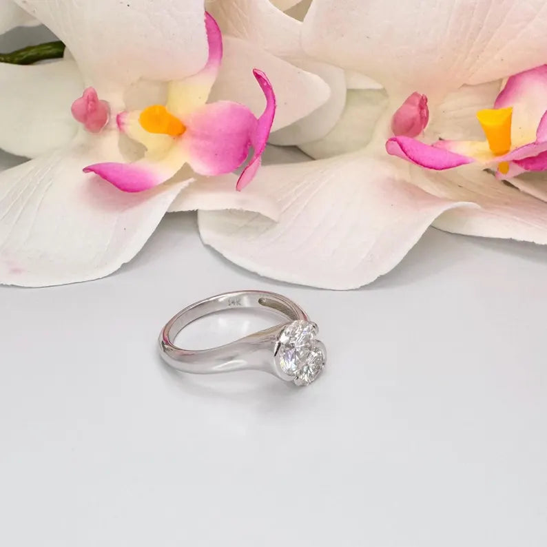 Toi Et Moi 1.50 CTW Round 2 Stone Lab Grown Diamond 14K Solid Gold