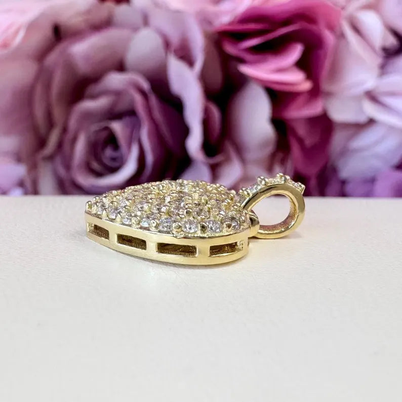 14K Solid Gold Lab Grown Diamond Puffy Heart With Key Hole