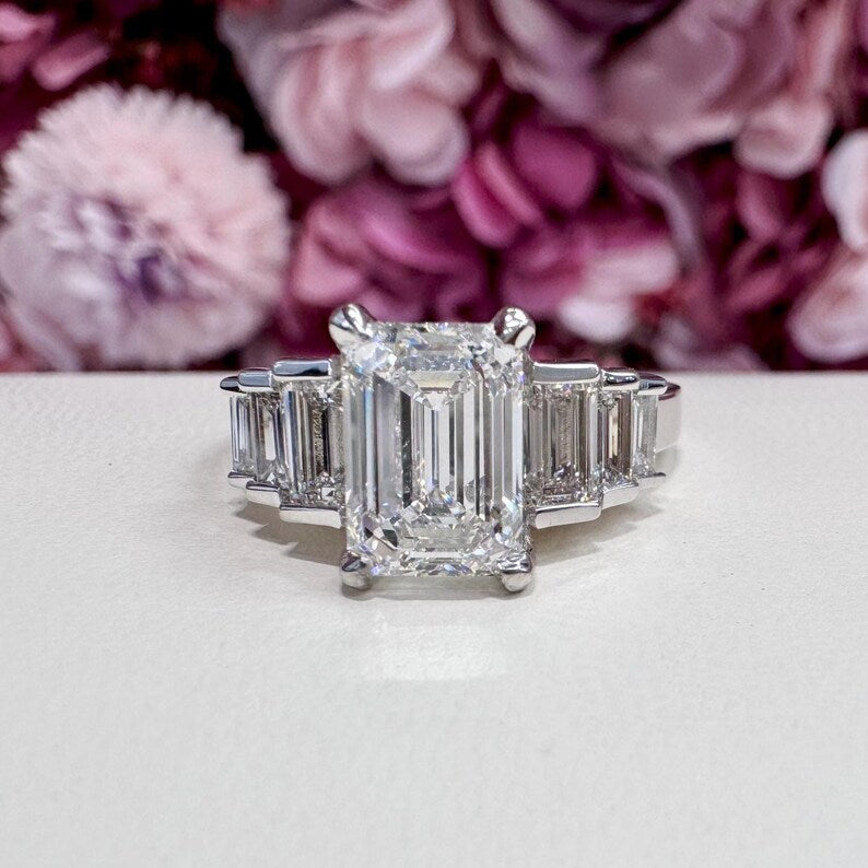 3.30 CTW 7 Stone Lab Grown Diamond Ladies Engagement Ring 14K Solid Gold