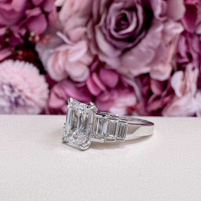 3.30 CTW 7 Stone Lab Grown Diamond Ladies Engagement Ring 14K Solid Gold