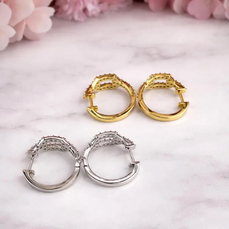 1.00 CTW Lab Grown Diamond Solid Gold Huggie Earrings