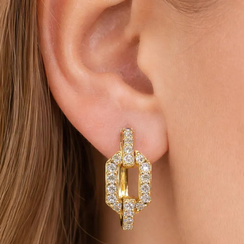 1.00 CTW Lab Grown Diamond Solid Gold Huggie Earrings