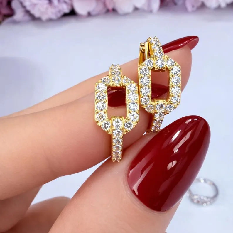 1.00 CTW Lab Grown Diamond Solid Gold Huggie Earrings