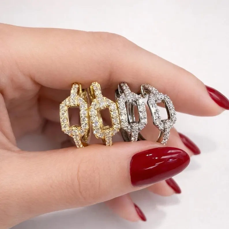 1.00 CTW Lab Grown Diamond Solid Gold Huggie Earrings